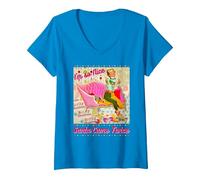 Women's I'm-So-Nice-Santa-Came-Twice Naughty Dirty Joke Meme Retro V-Neck T-Shirt, Sapphire Blue, XX-Large