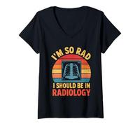 Womens I'm so rad I should be in radiology Retro Radiologist tech V-Neck T-Shirt