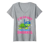 Women's I'm So Wet You'll Need A Snorkel - Funny Rude Offensive V-Neck T-Shirt, Heather Grey, Medium
