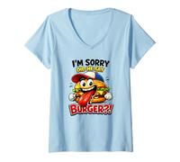 Women's I'm Sorry Did He Say Burger?! Tee Funny Meme Graphic Outfit V-Neck T-Shirt