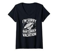 Women's Im Sorry The Nice Bartender is On Vacation Bartending V-Neck T-Shirt