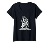 Women's Im Sorry The Nice Bartender is On Vacation Bartending V-Neck T-Shirt