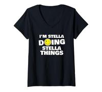Womens I'm Stella Doing Stella Things, Funny Name-Personalized V-Neck T-Shirt