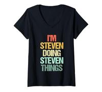 Womens I'm Steven Doing Steven Things - Funny Saying Name Steven V-Neck T-Shirt