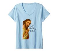 Womens Im Telling Dad Jesus Meme V-Neck T-Shirt