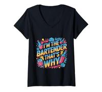 Womens I'm The Bartender That's Why Bar Mixologist Party V-Neck T-Shirt