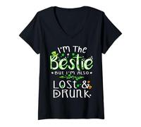 Women's I'm The Bestie Also Lost and Drunk Irish Patrick's Day Party V-Neck T-Shirt