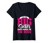 Womens Im The Big Sister Which Makes Me The Boss Funny Sibling Love V-Neck T-Shirt