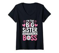 Womens I'm The Big Sister Which Makes Me The Boss Proud Big Sis V-Neck T-Shirt