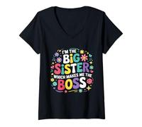 Womens I'm The Big Sister Which Makes Me The Boss Proud Big Sis V-Neck T-Shirt