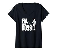 Womens I'm The Boss Domina BDSM SM Femdom Feminist T-Shirt V-Neck T-Shirt