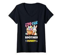 Women's I'm The Brother Bunny Egg Hunting Family Matching Easter V-Neck T-Shirt