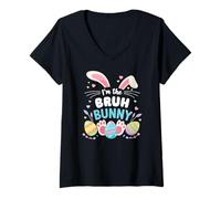 Women's I'm the Bruh Bunny Cute Easter Family Matching V-Neck T-Shirt