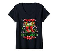 Womens I'm The Clumsy Elf Christmas Outfit Funny Xmas V-Neck T-Shirt