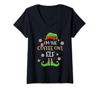Women's Im The Coffee Owl Elf Christmas V-Neck T-Shirt