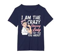 Womens I'm The Crazy Cleaning Lady Housekeeping Housekeeper T-Shirt, Women's Plus, Navy Blue, 2X