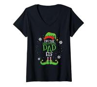Women's Im The Deer Hunter Dad Elf Christmas V-Neck T-Shirt
