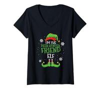 Women's Im The Deer Hunter Friend Elf Christmas V-Neck T-Shirt