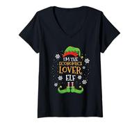 Women's Im The Economics Lover Elf Christmas V-Neck T-Shirt