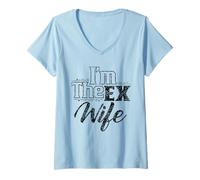 Women's I'm The Ex Wife Husband Divorced Divorce Breakup V-Neck T-Shirt
