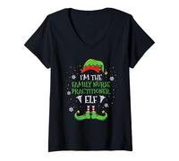 Women's Im The Family Nurse Practitioner Elf Christmas V-Neck T-Shirt