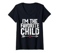 Womens I'm The Favorite Child Sister Brother Siblings Funny Twins V-Neck T-Shirt