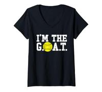 Women's I'm The G.O.A.T. Softball Goat V-Neck T-Shirt