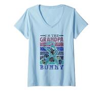 Women's I'm The Grandpa Bunny Happy Egg Easter Granddad V-Neck T-Shirt