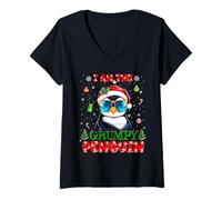 Womens I'm The Grumpy Penguin Christmas Outfit Funny Xmas V-Neck T-Shirt