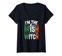 Womens I'm The Irish Witch Ireland Halloween Spooky Easy Costume V-Neck T-Shirt