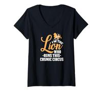 Womens I'm The Lion WHO Runs This Cosmic Circus V-Neck T-Shirt
