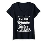 Womens I'm The Middle Sister I'm The Reason We Have Rules V-Neck T-Shirt