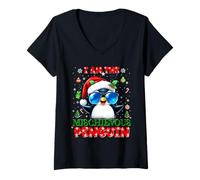 Womens I'm The Mischievous Penguin Christmas Outfit Funny Xmas V-Neck T-Shirt
