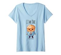 Womens I'm The Muffin Man funny anthro muffin in a suit design V-Neck T-Shirt