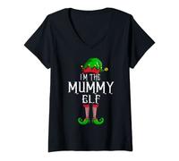 Womens I'm The Mummy ELF Matching Family Christmas V-Neck T-Shirt