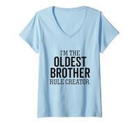 Women's I'm The Oldest Brother Rule Creator Funny Sibling V-Neck T-Shirt