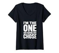 Women's I'm THE ONE SHE Chose Bold Statement for Couples V-Neck T-Shirt