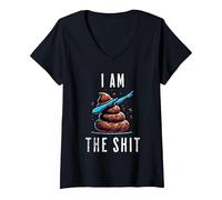 Women's I'm The Shit Funny V-Neck T-Shirt, Black, X-Large