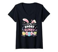 Women's I'm the Short Bunny Cute Easter Family Matching V-Neck T-Shirt