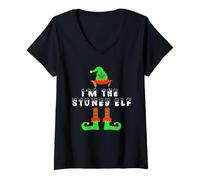 Womens I'm The Stoned Elf/Marijuana Christmas V-Neck T-Shirt