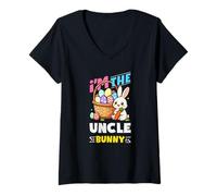 Women's I'm The Uncle Bunny Egg Hunting Family Matching Easter V-Neck T-Shirt