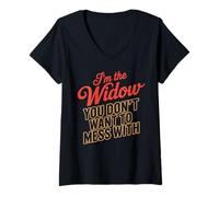 Womens I'm The Widow Heaven Memorial Husband Widow V-Neck T-Shirt