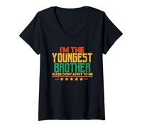 Women's I'm the Youngest Brother Rules Don't Apply to Me Family V-Neck T-Shirt