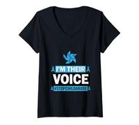 Women's Im Their Voice Stopchildabuse Child Abuse Awareness V-Neck T-Shirt