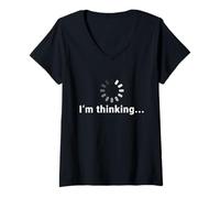Womens I'm Thinking Graphic T-Shirt Fun Design for Boys and Men V-Neck T-Shirt