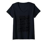 Women's Im Trying to be Awesome Today Funny Office Boss Coworker V-Neck T-Shirt