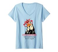 Womens Im Undiagnosed But Something Ain't Right Funny Crazy Chicken V-Neck T-Shirt
