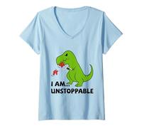 Womens I'M UNSTOPPABLE T-rex Dinosaur Funny Cute Trendy V-Neck T-Shirt