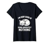 Women's I'm Very Good At Doing Nothing Lazy Cat V-Neck T-Shirt