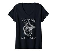 Women's I'm Wired and I Love It - Stent V-Neck T-Shirt